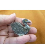 (Y-SWA-26) SWAN GRAY baby bird carving SOAPSTONE gem stone figurine I lo... - £6.75 GBP