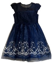 Jona Michelle Party Dress Girls Size 12 Navy Blue Sparkly Cap Sleeve Holiday - £26.98 GBP