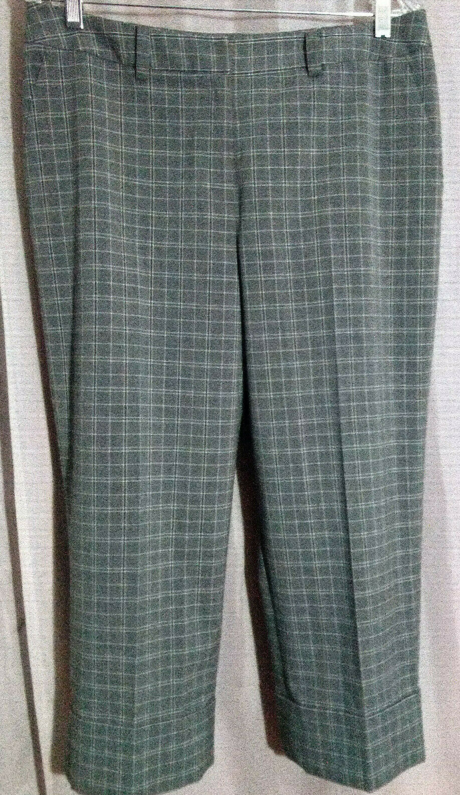 Primary image for Apostrophe Stretch Plaid Slacks Pants Gray Cuffs Poly/Rayon/Spandex Size 12