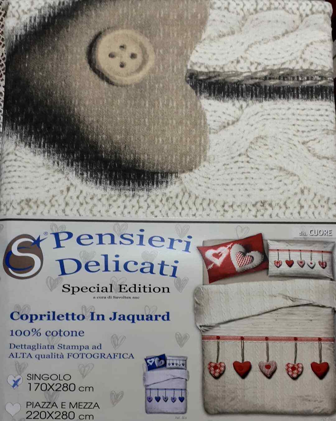 Bedspread Jaquard Single And Double Cotton Pensieri Delicati Item Hearts - $17.96+
