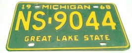 1968 ORIGINAL AUTHENTIC MICHIGAN LICENSE PLATE NS-9044 GREAT LAKE STATE ... - $29.55