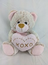 Bear Plush Tan Pink XOXO Heart 9 Inch Best Made Toys Stuffed Animal Toy - £8.69 GBP