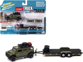 2004 Hummer H2 Medium Sage Green w Open Trailer Limited Edition to 6012 Pcs Worl - £25.01 GBP