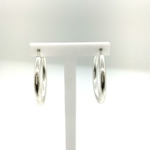 Vintage Sterling Signed 925 FAS Italy Modern Polished Designer Hoop Earrings - £30.86 GBP