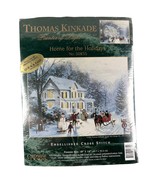 Thomas Kinkade Home for the Holidays Embellished Cross Stitch Kit Vtg New - £17.31 GBP