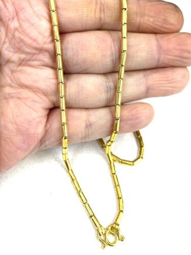 Primary image for 22K 22kt  PURE YELLOW GOLD Round Barrel Tube baht chain / necklace 20"