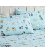 NEW Puppy Dog Print Sheets 3/4 Pc Twin or Full Set w/ pillowcases blue p... - $21.81 CAD+