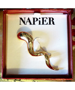 NIB Abstract Serpent Pin Great Gift NAPiER Snake Figural Brooch Bold Gold - £15.82 GBP