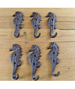 6 Cast Iron SEAHORSE Coat Hooks Hat Hook Rack Towel Nautical Beach Rusti... - $449.09 MXN