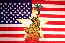 2 LIBERTY POT LEAF FLAG FL340 flags marijuana american - £7.49 GBP