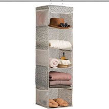 5 Shelf Hanging Closet Organizer For Clothes And Accessories With 6 Side Mesh Po - $28.99