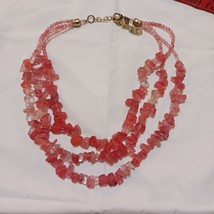 Chicos Necklace Pink Quartz Beads 24&quot; - £21.59 GBP