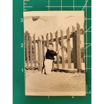 Vintage found 1955 B &amp; W PHOTO Little Girl by Pickett Fence Black and White - £13.43 GBP