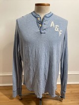 Abercrombie &amp; Fitch L Blue Muscle Adirondack Heritage Logo Henley Shirt - £15.83 GBP