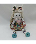 Oriental Trading Co Handmade Wood Cork Button Bunny With Flower Dress - $209.41 MXN