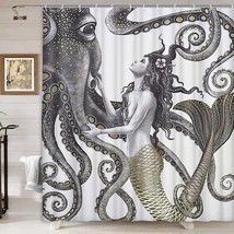 Mermaid Octopus Shower Curtain Ocean Nautical Fantasy Animals Sea Turtle - £18.65 GBP+