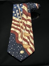 American Flag Silk Neck Tie USA Stars Stripes Golf  Van Huesen Vtg - £9.30 GBP