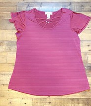 Diana Belle Stretch Top with Cutaway Accent &amp; Metal Detail - Large - £10.90 GBP