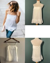 BANANA REPUBLIC Women&#39;s White Pleated Hem Dressy Tank Top Size S NWT $100 - $29.65