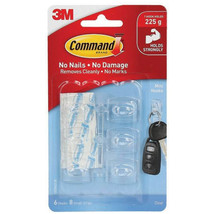 Command Mini Self-Adhesive Hooks 6pk (Clear) - £25.98 GBP