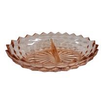 Vintage Fostoria American Pink Crystal Glass divided Bowl Cubed Design - £24.54 GBP