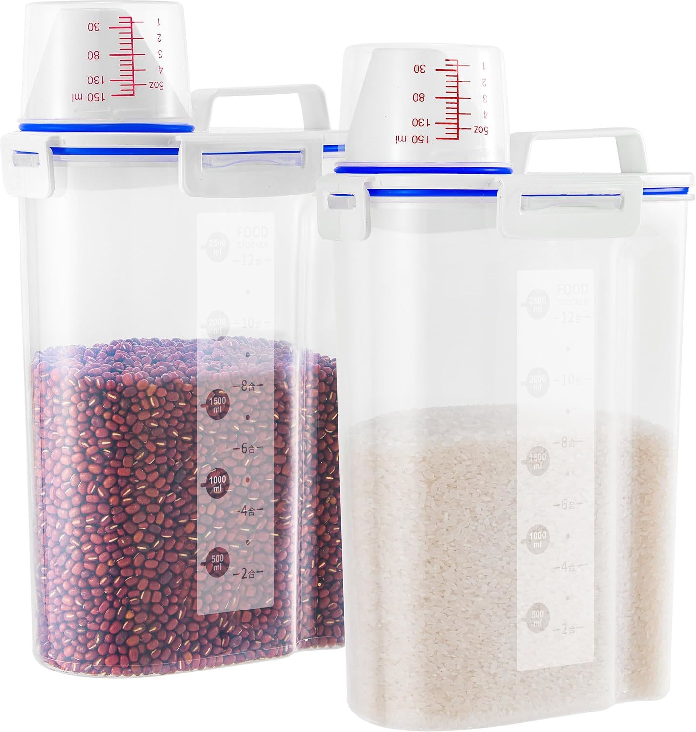 2 Pcs Set Rice Dispenser Storage Containers, 10 Lbs Small Rice, Dry Pet ... - $39.99