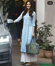 VeroniQ Trends-Bollywood Star Kriti Sanon Inspired Blue Color Chikankari Salwar  - £68.58 GBP