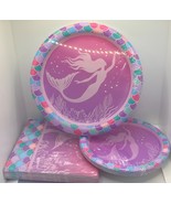 Mermaid Decoration Party Pack Set (3) Purple Plates Napkins - £7.83 GBP