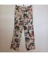 Cali 1850 Casual Pant Linen Blend Beige Multicolor Tropical Drawstring W... - $245.43 MXN