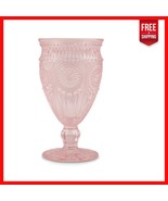 Stylish Blush Pink Pressed Glass Goblet - Vintage Charm for Any Occasion - $37.17 CAD