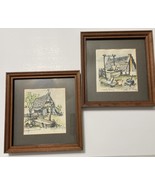 Clyde Gray Watercolor Prints Artist Framed  Signed  Folk Art Woodville T... - $72.10 CAD