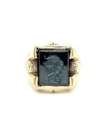 Hematite Roman Soldier Intaglio Ring REAL Solid 10k Yellow Gold 9.7g Siz... - €661,96 EUR