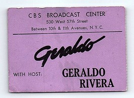 Geraldo Rivera Ticket Stub 1980&#39;s 1990&#39;s CBS Studios New York City - £18.49 GBP