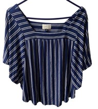 Universal Thread Striped Top Womens Size M Blue White Butterfly Square Neck - £6.22 GBP