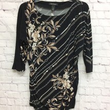 White House Black Market Womens Blouse Floral Chain Print Boat Neck Stretch XS - $5.19