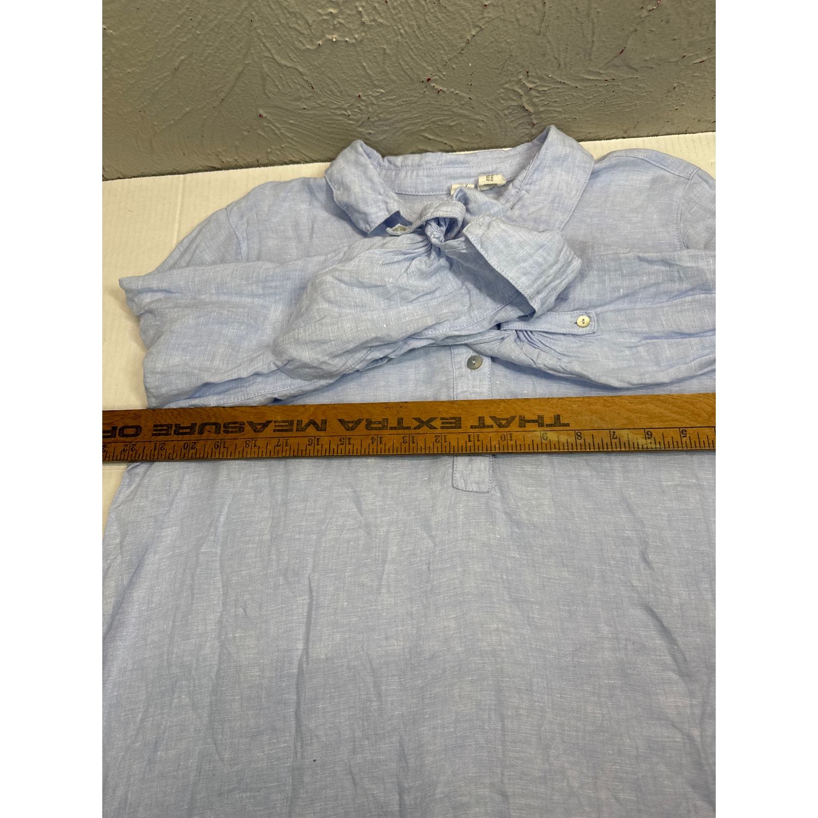 Joie 100% Linen Blouse 3/4 Button Long Sleeve Roll Tabs Light Blue Size XL Item image 5