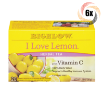 6x Boxes Bigelow I Love Lemon Herbal Tea Vitamin C | 20 Pouches Per Box | 1.28oz - £28.52 GBP