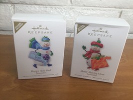 Set of 2 Hallmark Mom &amp; Dad Ornaments - Happy Holi-Dad &amp; Merry-Making Mom - 2010 - $14.95