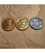 1979, 80-D &amp; 99-D Susan B Anthony Red, White &amp; Blue Toned Dollars - $25.00