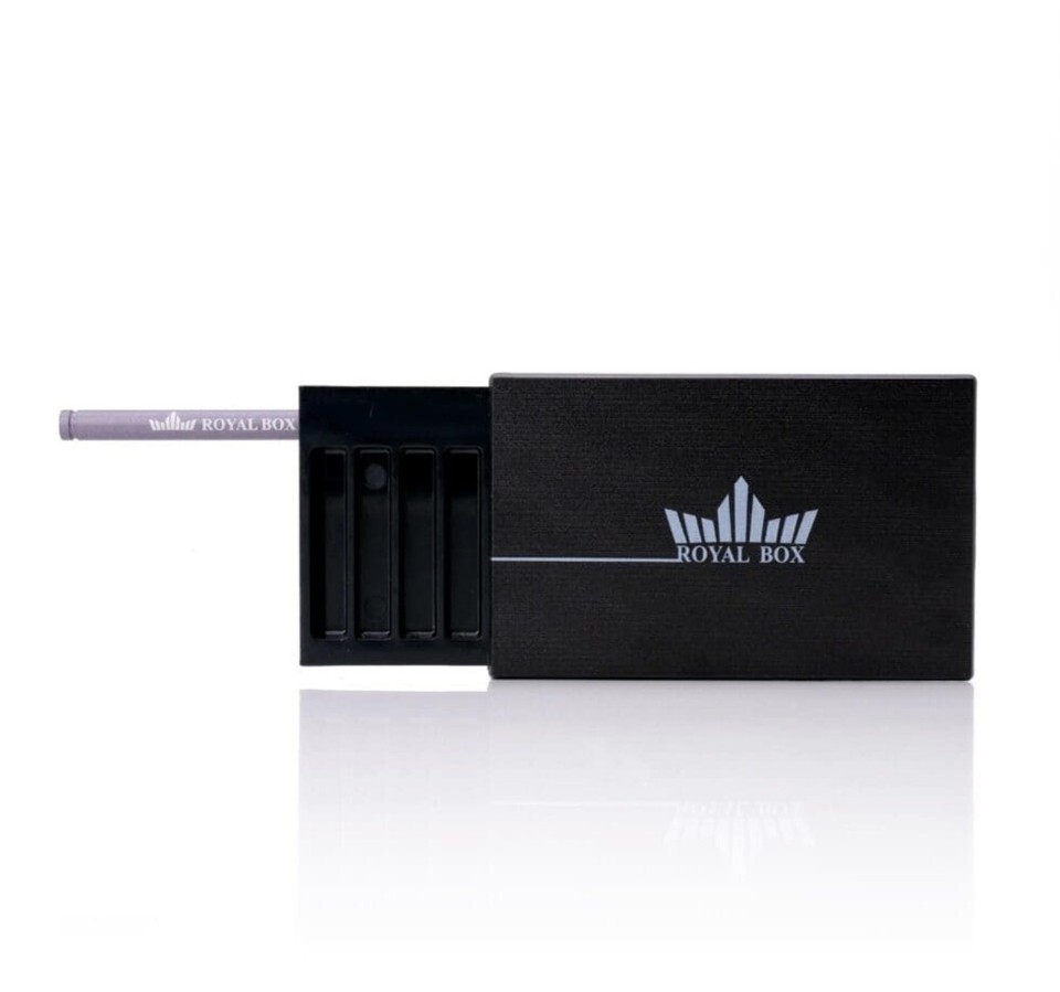 Original Royal Box Snuff Box Retro Black Built In 3”Metal Straw Safe Elegant New Item image 2