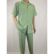 Men 2pc Walking Leisure Suit Short Sleeves By DREAMS Fancy 265-34 Lime Green image 10
