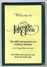 Lakeside Green Martinis Menu Chicago Hilton and Towers Chicago Illinois 1990&#39;s - £21.86 GBP