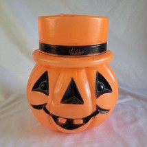 Rare Vintage Plastic Halloween Sad/Happy Face Blow Mold Pumpkin Jack O&#39; Lantern - £118.67 GBP
