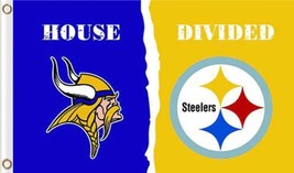 Minnesota Vikings and Pittsburgh Steelers Divided Flag 3x5ft - £12.34 GBP