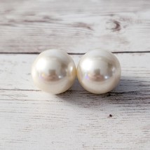 Vintage Earrings for Pierced Ears Extra Large Faux Pearl 3D - £12.08 GBP