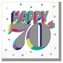 Here&#39;s to 70 Beverage Napkins 70th Birthday 16 ct - £3.15 GBP