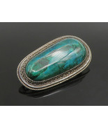 ISRAEL 925 Sterling Silver - Vintage Cabochon Eilat Stone Brooch Pin - B... - $155.91 CAD