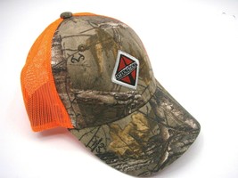 International Realtree Camo Trucker Hat Mesh Back Adjustable Hunting Orange Cap  - $17.33