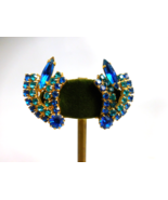 Curved Juliana D&amp;E Blue Green Rhinestone Earrings - $33.20
