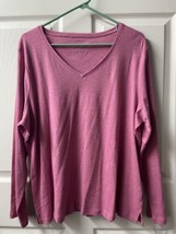 NWT Talbots Long Sleeved T shirt Womens Plus Size 2X Pink V Neck - £14.93 GBP